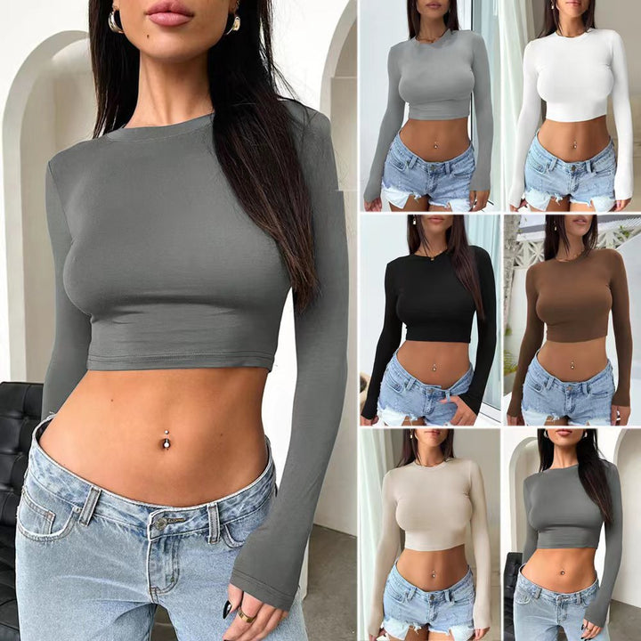 Damer Långärmad Crop-top i elastiskt material Mirla-Eva Jonsson