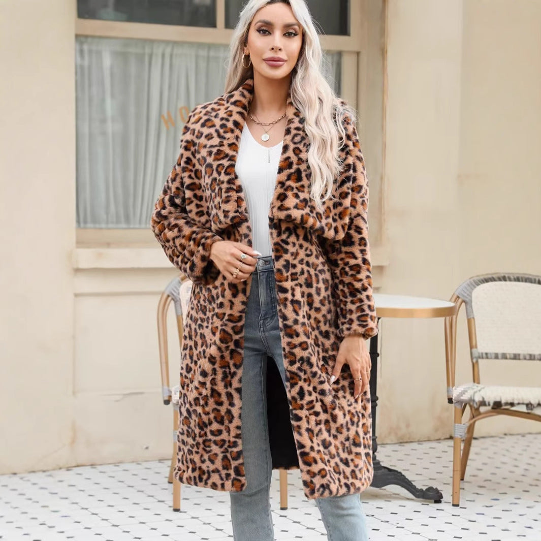 Damer Långärmad Leopardmönstrad Plyschkappa Eva Jonsson-Eva Jonsson