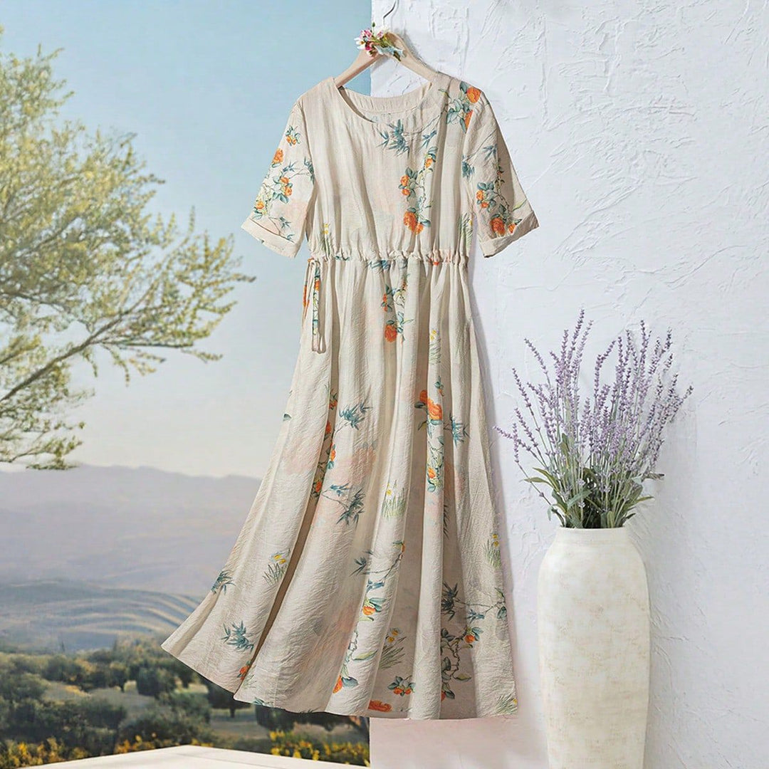Damer Långärmad Maxi-klänning med blommig design och elastisk midja Mirla-Eva Jonsson