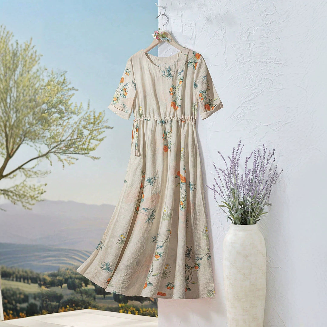 Damer Långärmad Maxi-klänning med blommig design och elastisk midja Mirla-Eva Jonsson