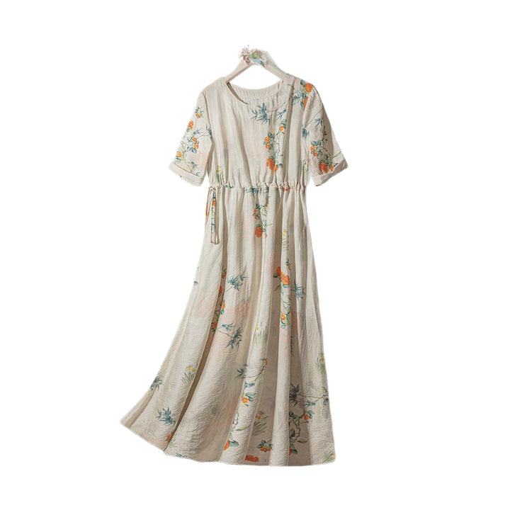 Damer Långärmad Maxi-klänning med blommig design och elastisk midja Mirla-Eva Jonsson