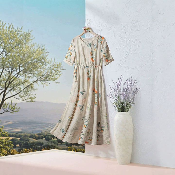 Damer Långärmad Maxi-klänning med blommig design och elastisk midja Mirla-Eva Jonsson