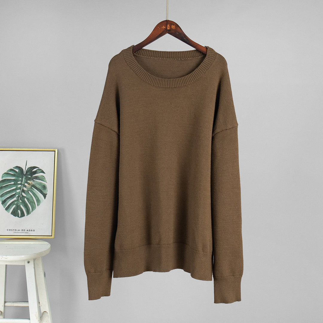Damer Långärmad Oversized Tröja med Rundhalssnitt Mirla-Eva Jonsson