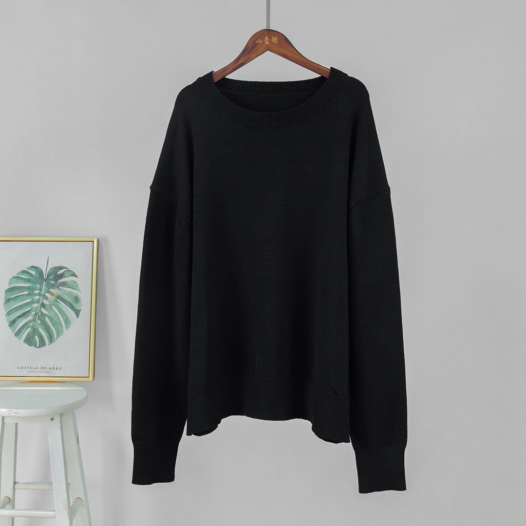 Damer Långärmad Oversized Tröja med Rundhalssnitt Mirla-Eva Jonsson