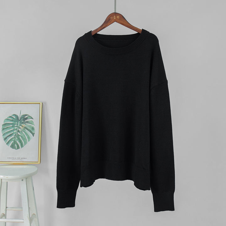 Damer Långärmad Oversized Tröja med Rundhalssnitt Mirla-Eva Jonsson