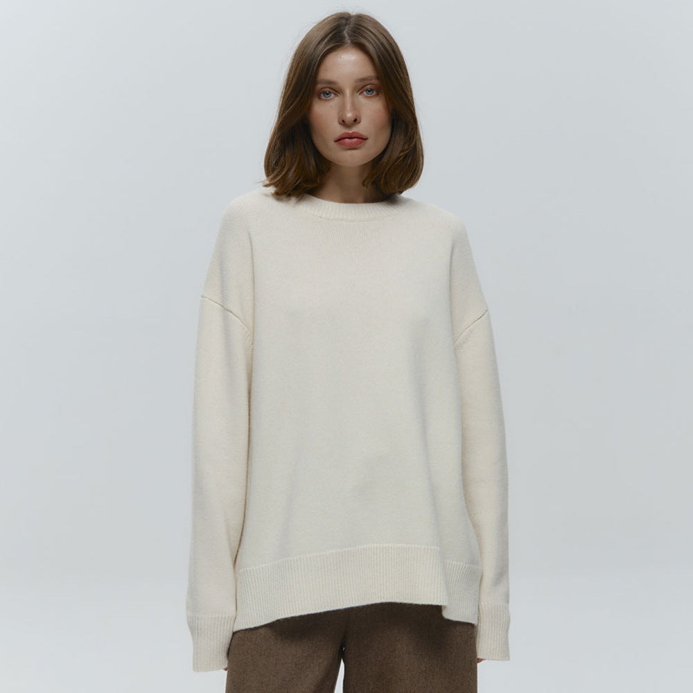 Damer Långärmad Oversized Tröja med Rundhalssnitt Mirla-Eva Jonsson