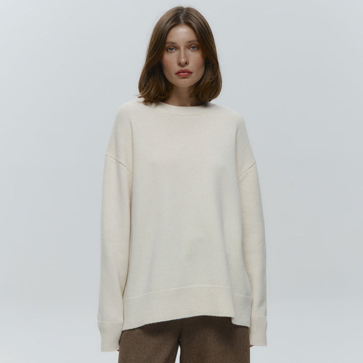 Damer Långärmad Oversized Tröja med Rundhalssnitt Mirla-Eva Jonsson
