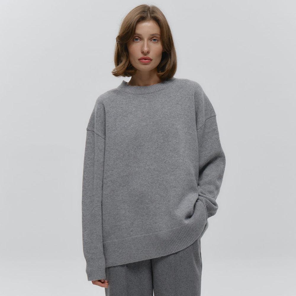 Damer Långärmad Oversized Tröja med Rundhalssnitt Mirla-Eva Jonsson