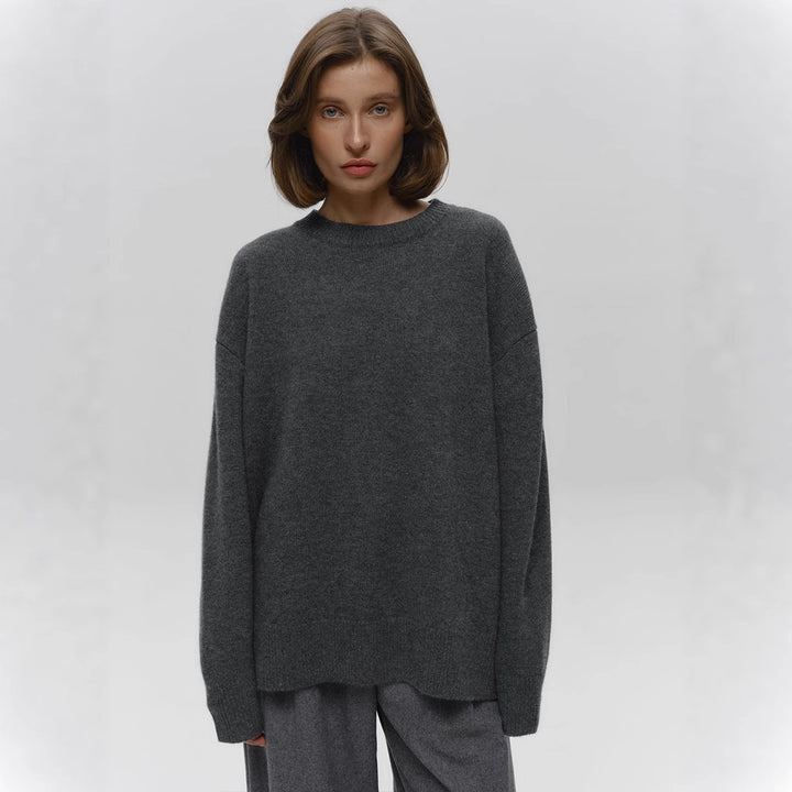 Damer Långärmad Oversized Tröja med Rundhalssnitt Mirla-Eva Jonsson