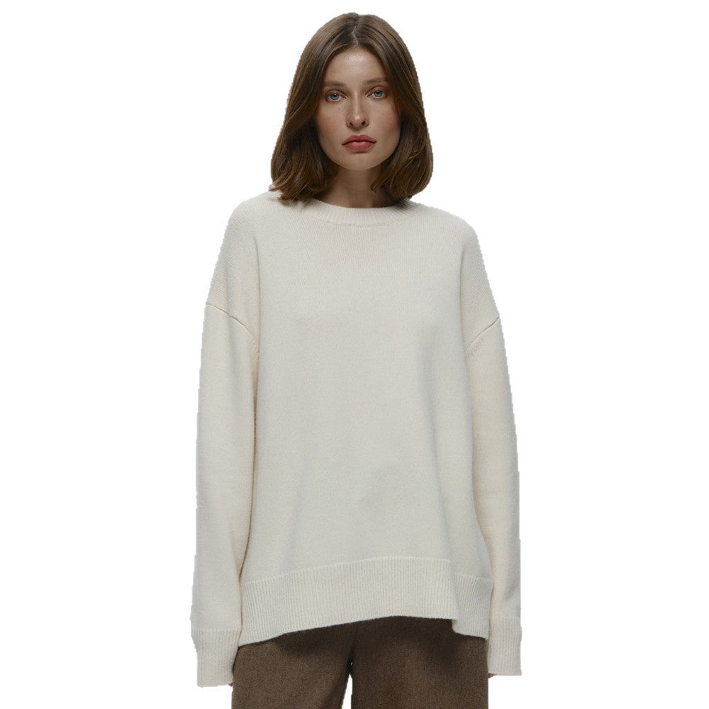 Damer Långärmad Oversized Tröja med Rundhalssnitt Mirla-Eva Jonsson