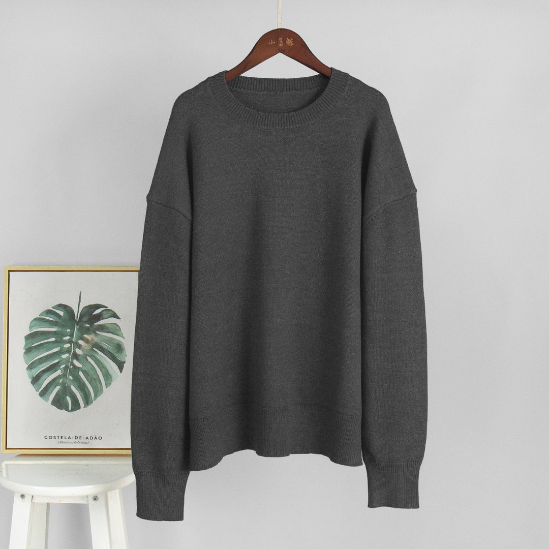Damer Långärmad Oversized Tröja med Rundhalssnitt Mirla-Eva Jonsson