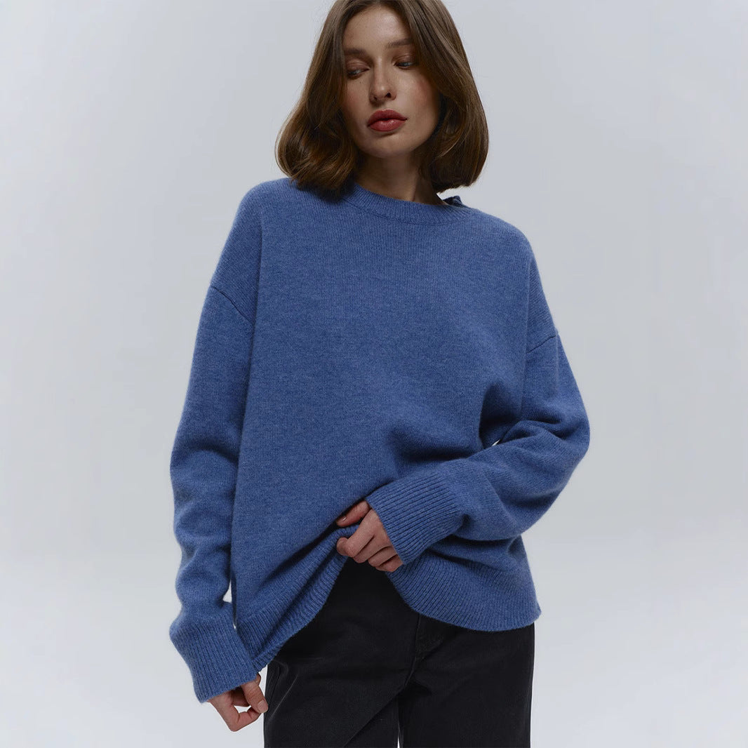 Damer Långärmad Oversized Tröja med Rundhalssnitt Mirla-Eva Jonsson
