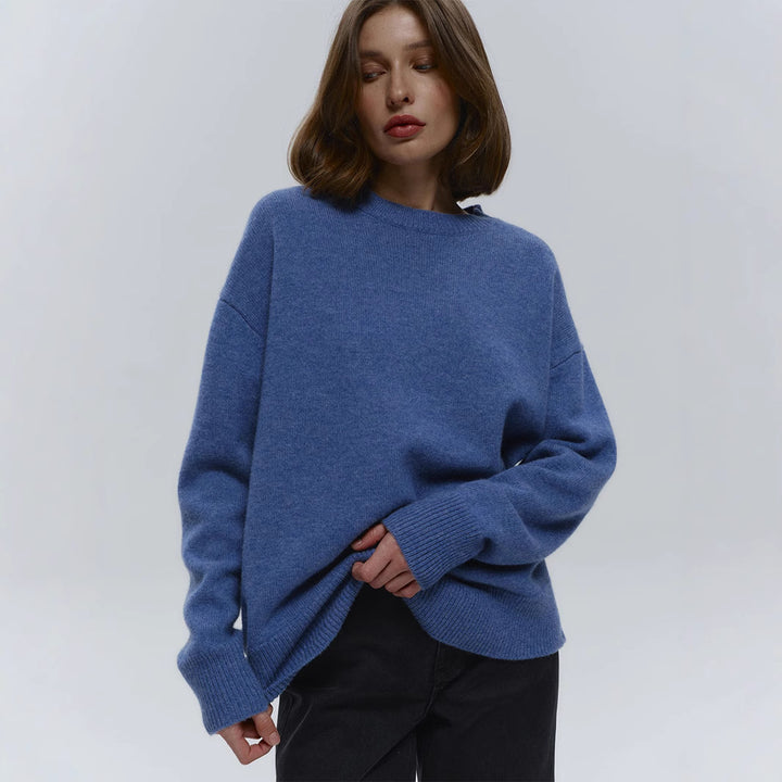 Damer Långärmad Oversized Tröja med Rundhalssnitt Mirla-Eva Jonsson