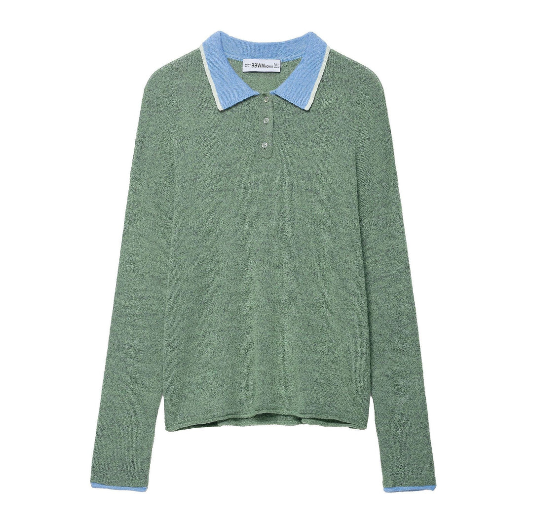 Damer Långärmad Poloshirt med trendig färgkontrast Mirla-Eva Jonsson