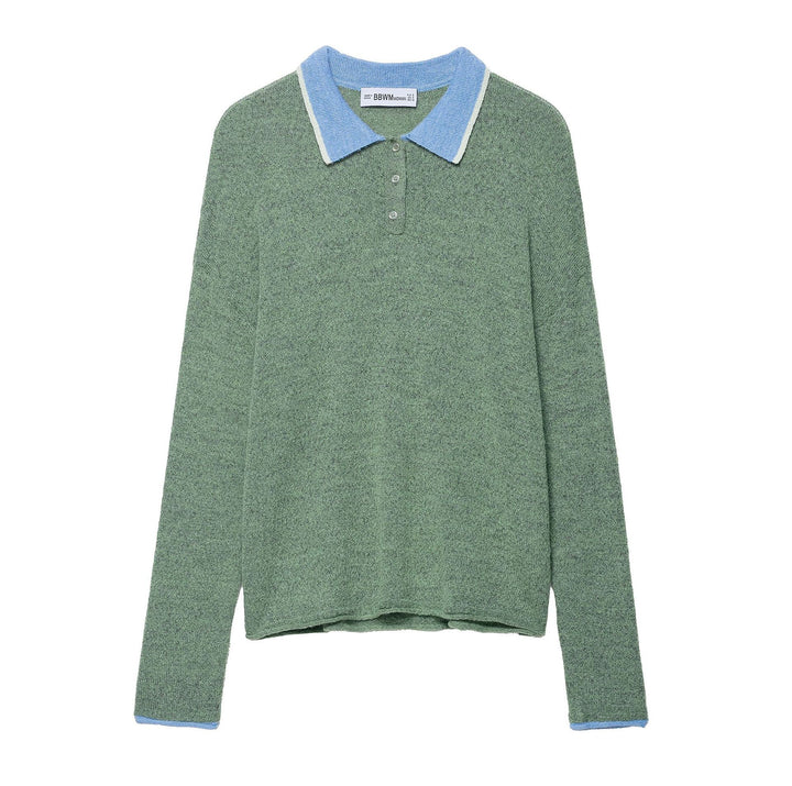Damer Långärmad Poloshirt med trendig färgkontrast Mirla-Eva Jonsson