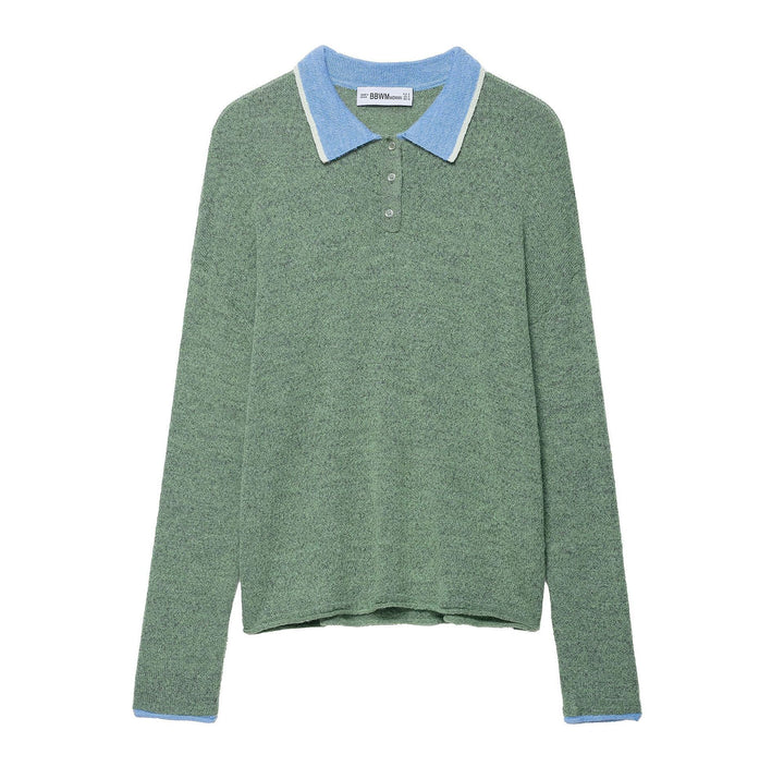 Damer Långärmad Poloshirt med trendig färgkontrast Mirla-Eva Jonsson