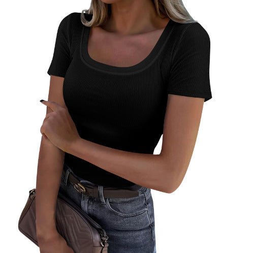 Damer Långärmad Ribb-T-shirt med elegant U-båt utskärning Mirla-Eva Jonsson