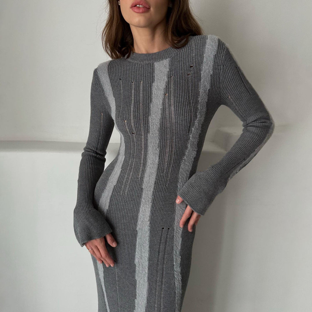 Damer Långärmad Ribbstrickklänning Mirla-Eva Jonsson