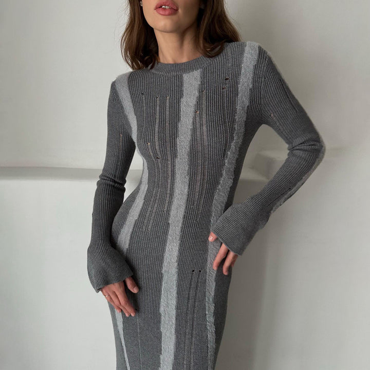 Damer Långärmad Ribbstrickklänning Mirla-Eva Jonsson