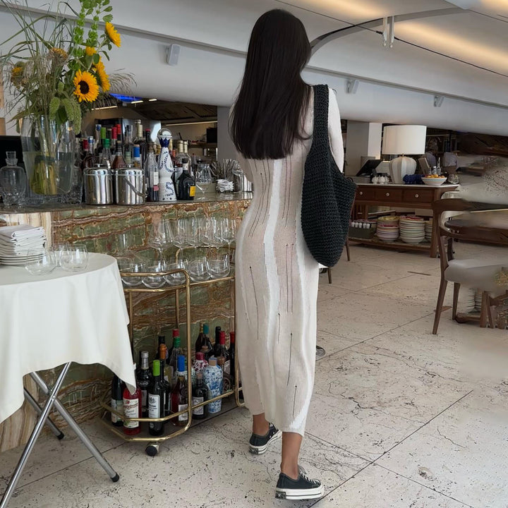 Damer Långärmad Ribbstrickklänning Mirla-Eva Jonsson