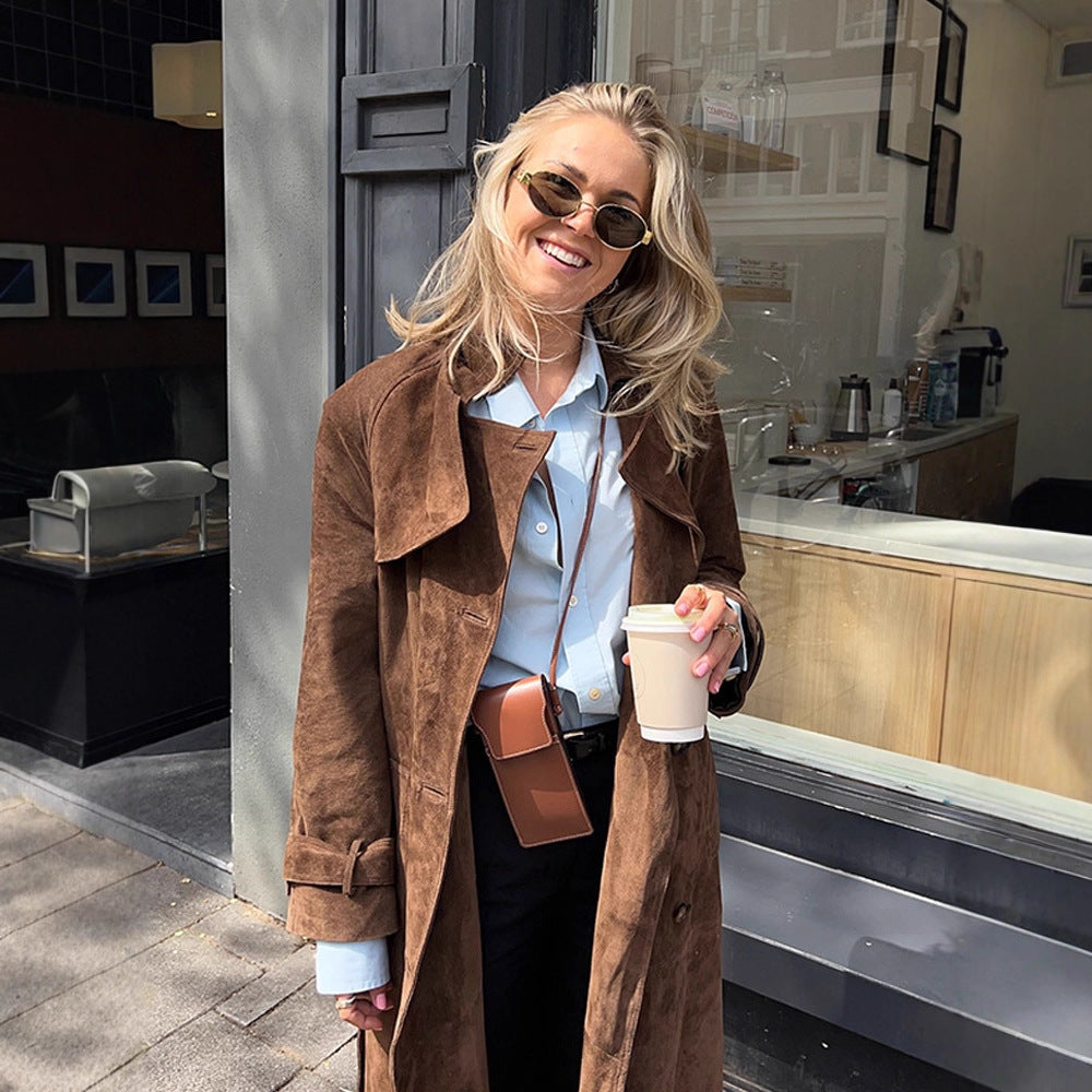 Damer Långkappa i mjukt mocka Mirla-Eva Jonsson