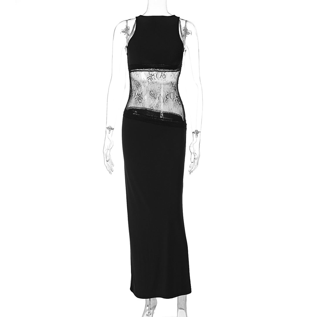 Damer Långt Abendkleid med transparent spets-overlay och figurnära passform Mirla-Eva Jonsson