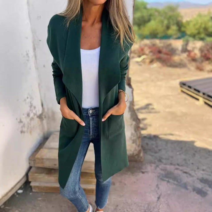 Damer Lässig Oversize Kappa med Öppen Krage och Praktiska Fickor Mirla-Eva Jonsson