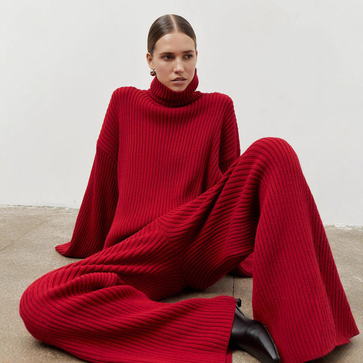 Damer Lässig Stickad byxdress med oversized tröja och vida ben Mirla-Eva Jonsson