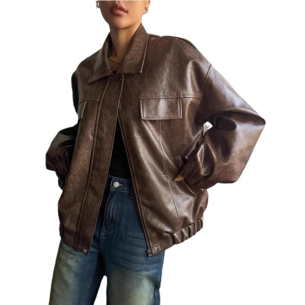 Damer Lässig oversized konstläderjacka med praktiska fickor Eva Jonsson-Eva Jonsson