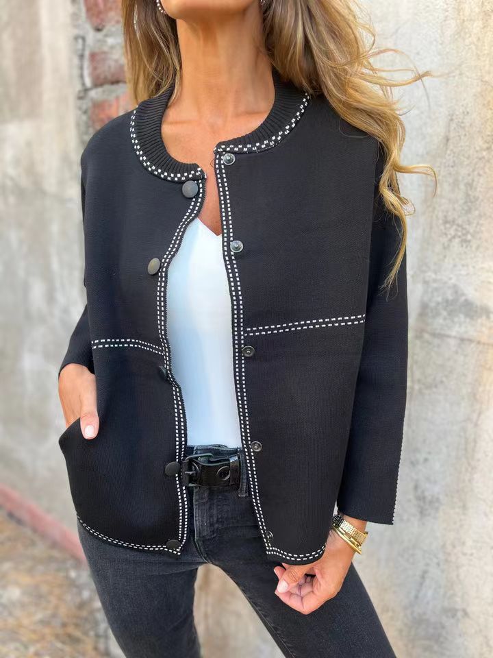Damer Lätt Cardigan med knappar och dekorativa sömmar Mirla-Eva Jonsson
