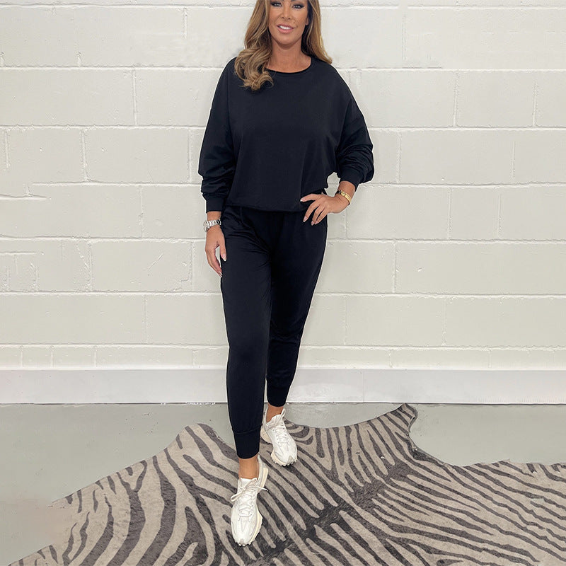 Damer Lätt Fleece Loungewear-set med lös topp och elastiska byxor Eva Jonsson-Eva Jonsson
