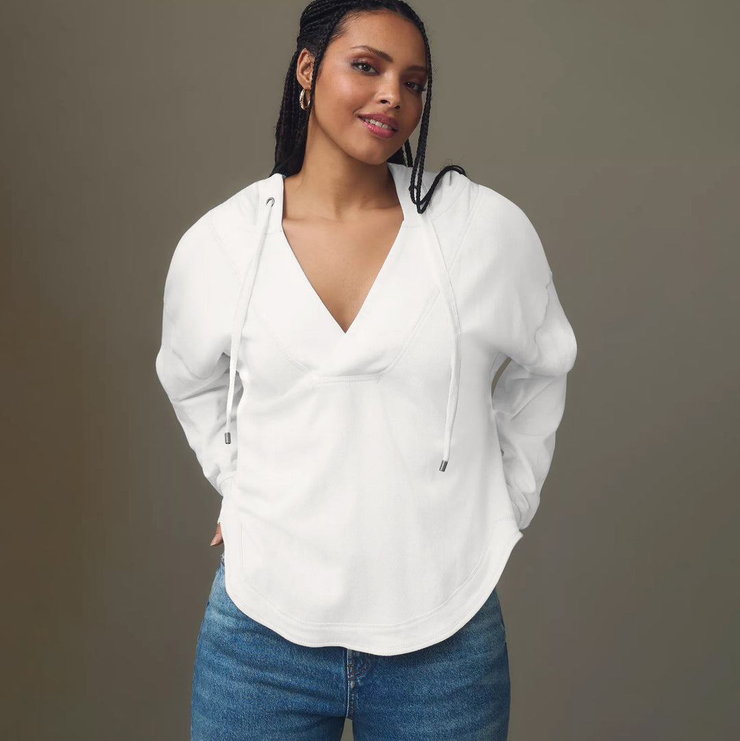 Damer Lätt Hoodie med V-ringning och bekväma ärmar Eva Jonsson-Eva Jonsson