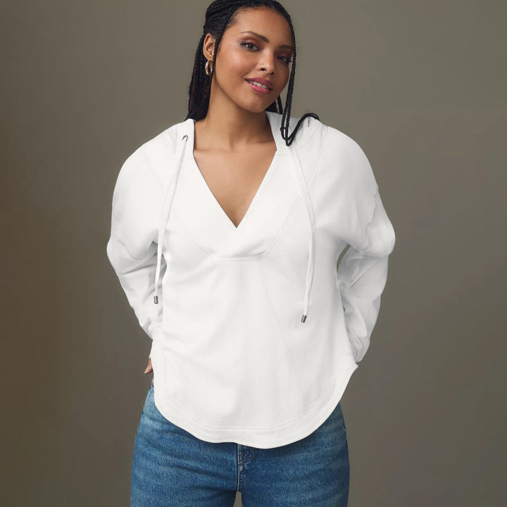 Damer Lätt Hoodie med V-ringning och bekväma ärmar Eva Jonsson-Eva Jonsson
