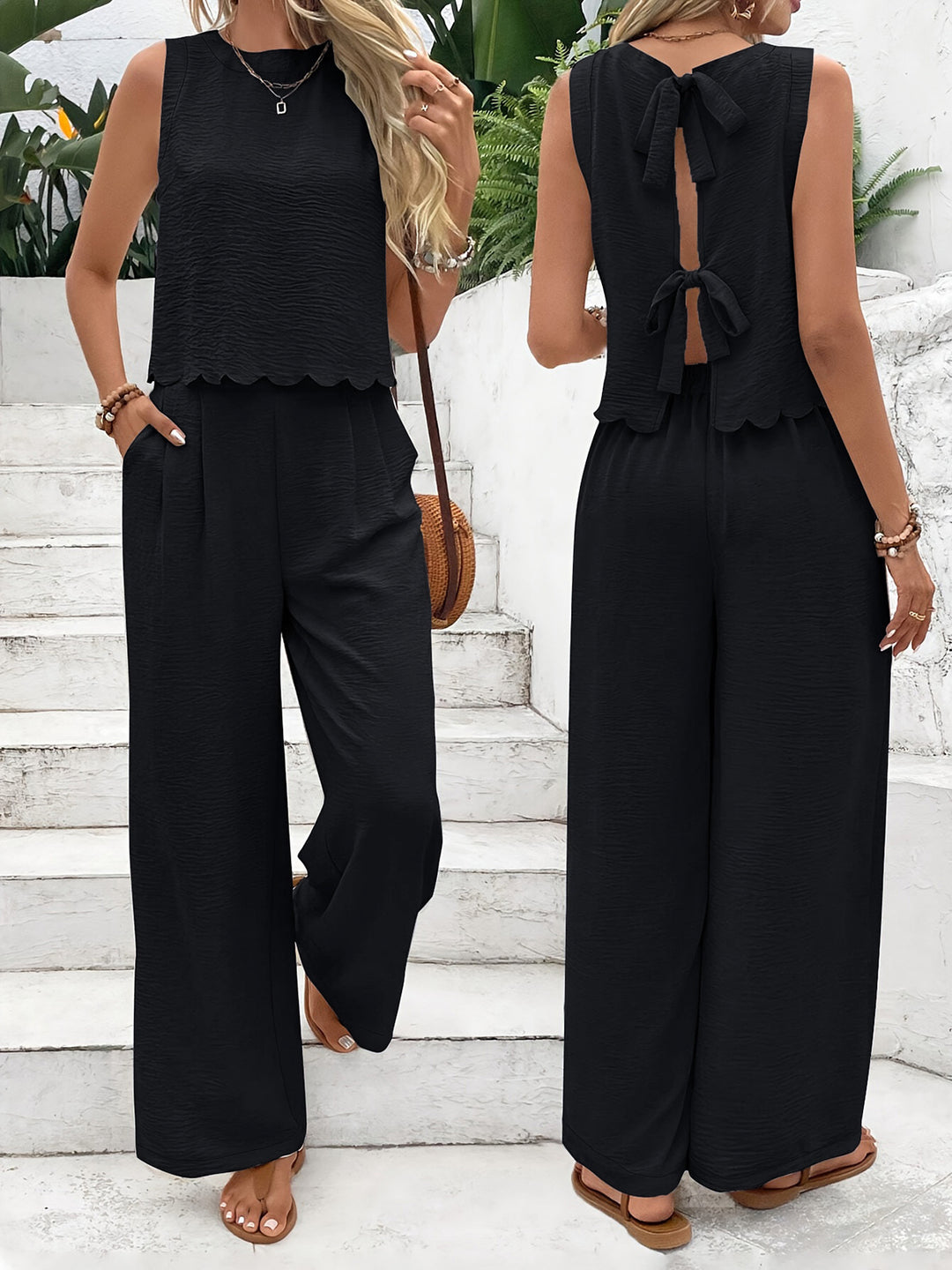 Damer Lätt Jumpsuit med elegant ryggutskärning och vida ben Mirla-Eva Jonsson