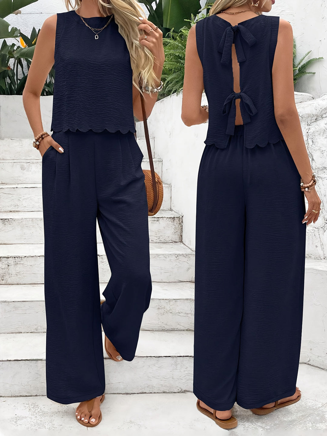 Damer Lätt Jumpsuit med elegant ryggutskärning och vida ben Mirla-Eva Jonsson