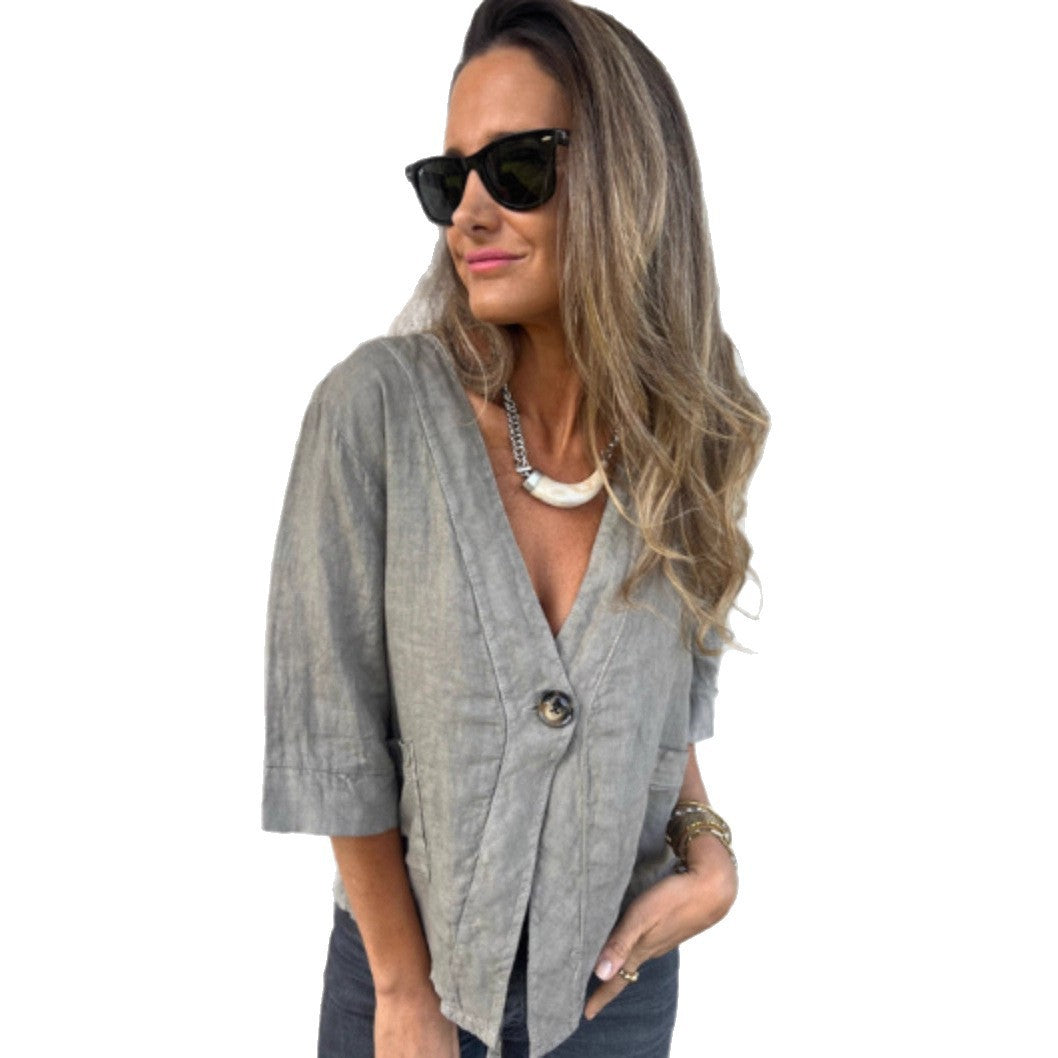 Damer Lätt Kaftan-blus med uppvikbara ärmar Mirla-Eva Jonsson