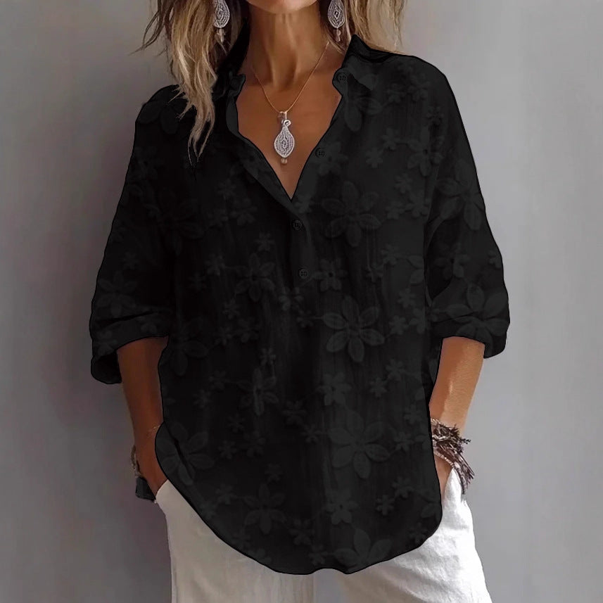 Damer Lätt blus med blommigt broderidesign Mirla-Eva Jonsson