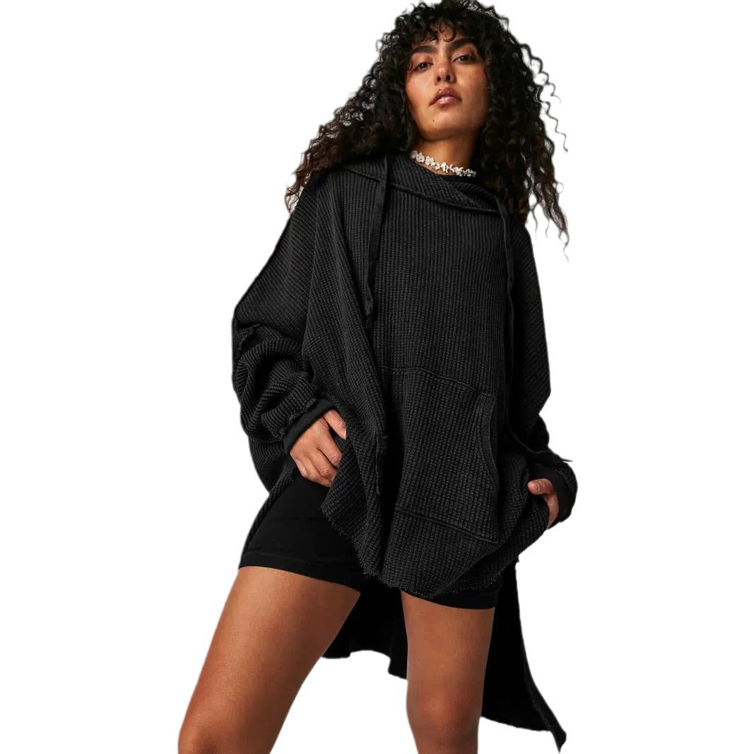 Damer Lätt hoodie med strukturerad design och praktisk känguruficka Mirla-Eva Jonsson