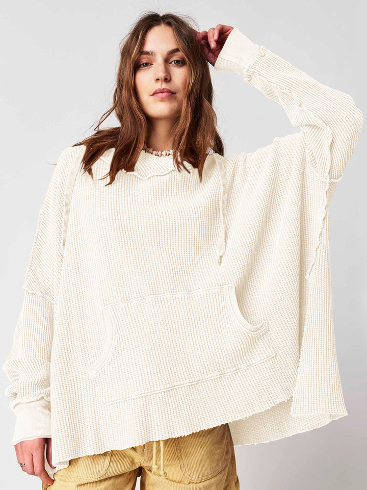 Damer Lätt hoodie med strukturerad design och praktisk känguruficka Mirla-Eva Jonsson
