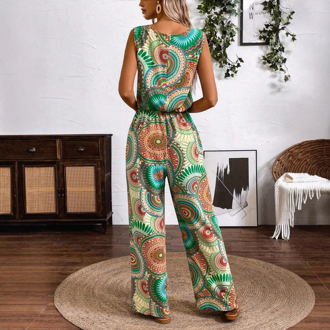Damer Lätt jumpsuit med iögonfallande mönsterdetalj och elastisk midja Mirla-Eva Jonsson