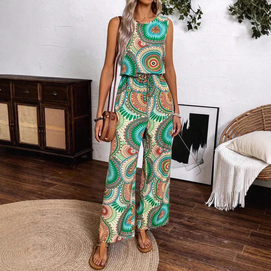 Damer Lätt jumpsuit med iögonfallande mönsterdetalj och elastisk midja Mirla-Eva Jonsson