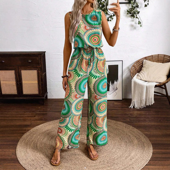 Damer Lätt jumpsuit med iögonfallande mönsterdetalj och elastisk midja Mirla-Eva Jonsson