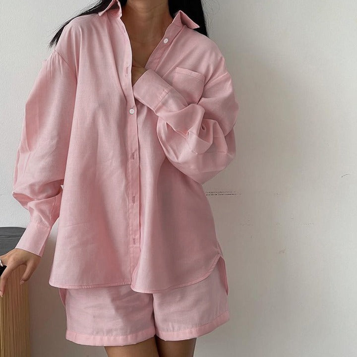 Damer Lätt kortärmad skjorta med oversized passform och bröstficka Mirla-Eva Jonsson