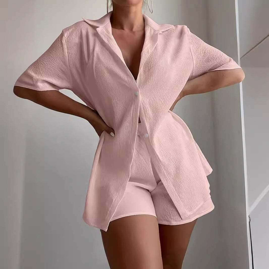 Damer Lätt kortärmad skjorta med strukturerad design Eva Jonsson-Eva Jonsson