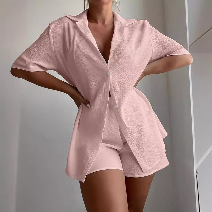 Damer Lätt kortärmad skjorta med strukturerad design Eva Jonsson-Eva Jonsson