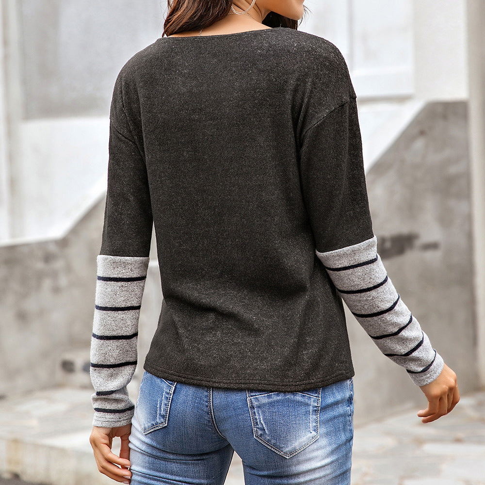 Damer Lätt långärmad tröja med randiga ärmar Eva Jonsson-Eva Jonsson