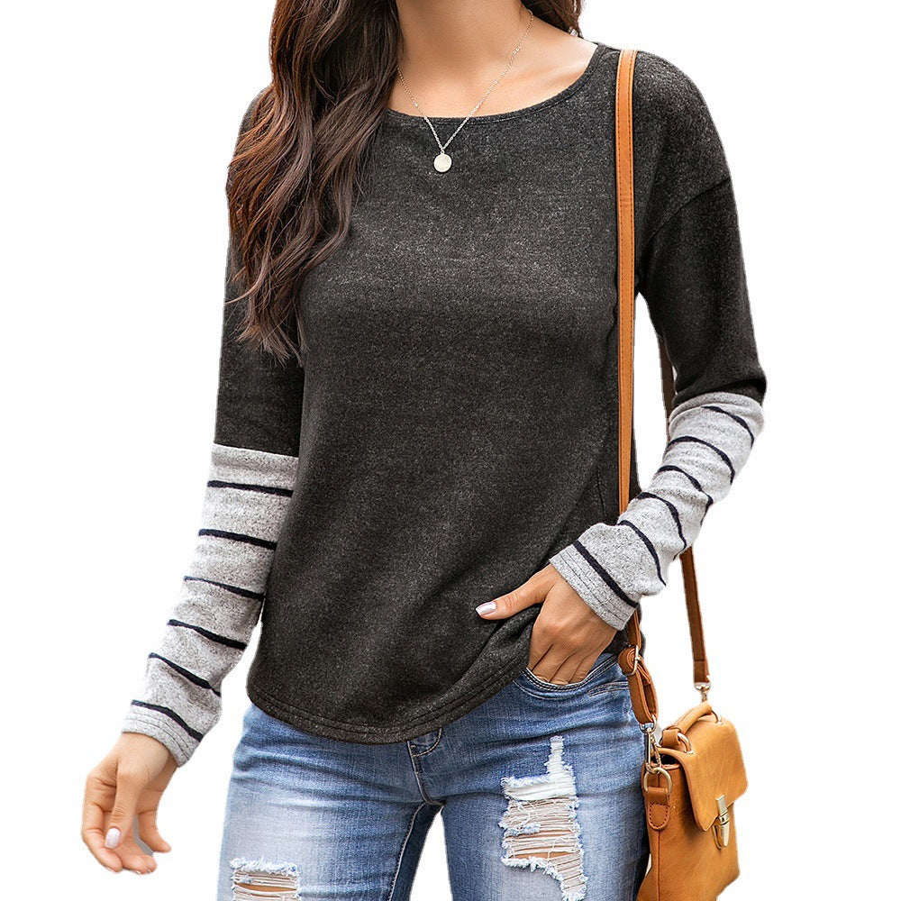 Damer Lätt långärmad tröja med randiga ärmar Eva Jonsson-Eva Jonsson