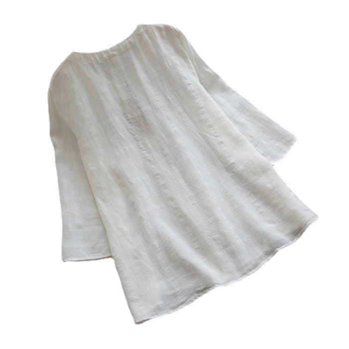 Damer Lätt linne skjorta med V-hals och vida ärmar Eva Jonsson-Eva Jonsson