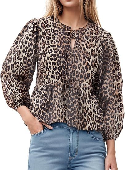 Damer Lätt och luftig leopardmönster blusöverdel Mirla-Eva Jonsson