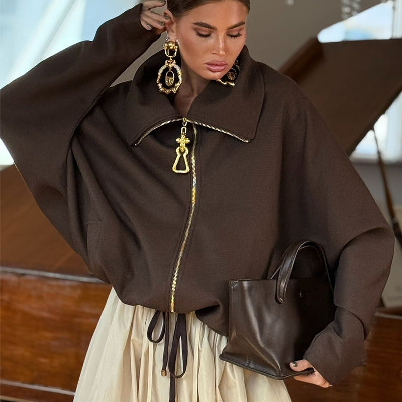 Damer Lätt oversized jacka med hög krage och dragkedja Mirla-Eva Jonsson